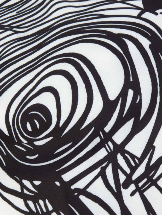 Abstract Line Print Short Sleeve Mini Dress